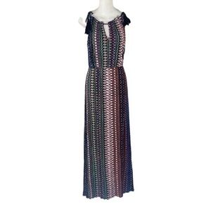 City Chic Seychelles print tassel tie keyhole maxi dress PP6